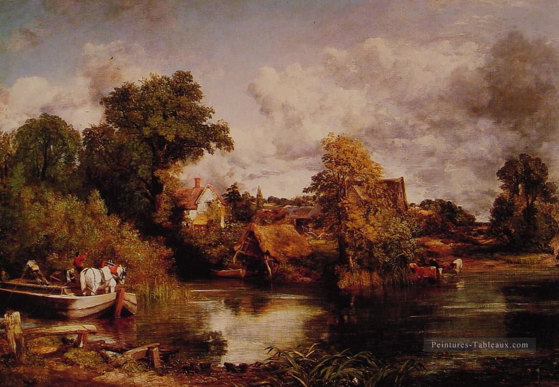 Le Cheval Blanc paysage romantique John Constable stream Peintures à l'huile